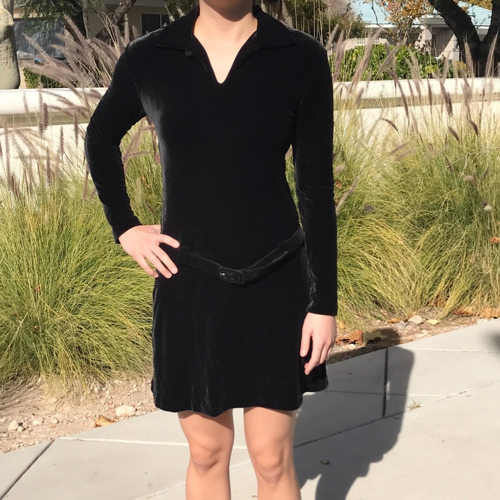 Nicole Miller Long Sleeve Velvet Dress